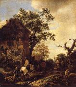 OSTADE, Isaack van The Outskirts of a Village,with a Horseman painting